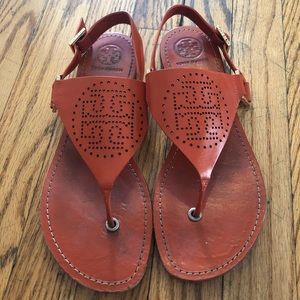 Tory Burch Orange Leather Sandals